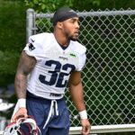 New England RB TreVeyon Henderson at practice.