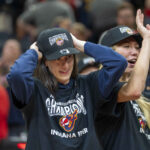 Caitlin Clark and Indiana Fever celebrate.