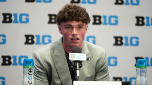 Penn State QB Drew Allar at Big Ten Media Days.