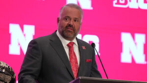 Nebraska coach Matt Rhule speaks at Big Ten Media Days.