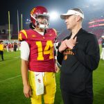 USC coach Lincoln Riley and QB Jayden Maiava.