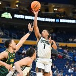 Jeremy Fears Jr. takes a shot against the North Dakota State Bison.