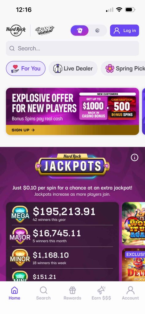 Hard Rock Bet home page