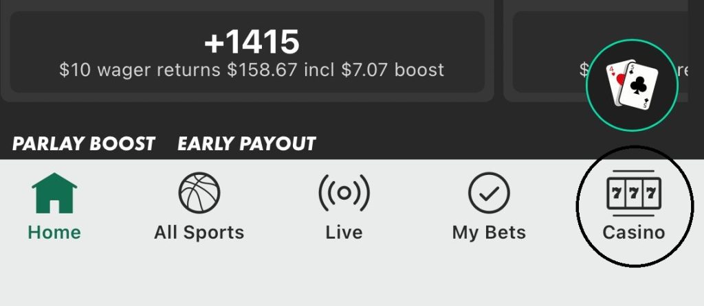bet365 menu bar