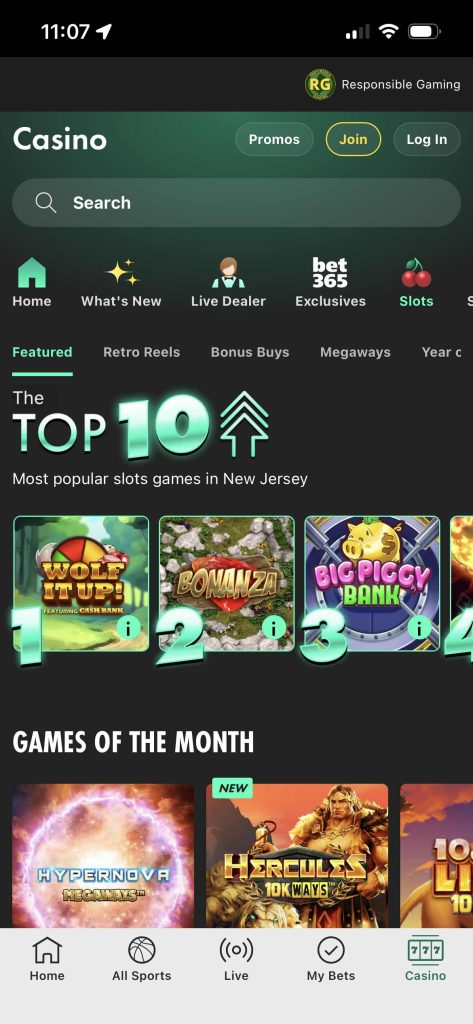 bet365 casino slots page