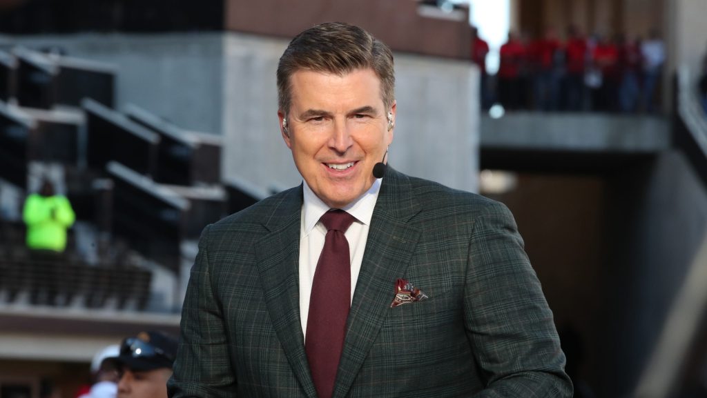 Rece Davis on the set of College GameDay.