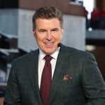 Rece Davis on the set of College GameDay.