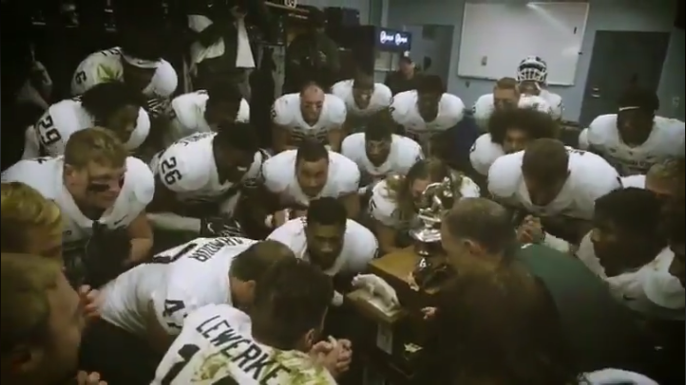 WATCH Michigan State celebrates huge win over Penn State with Land