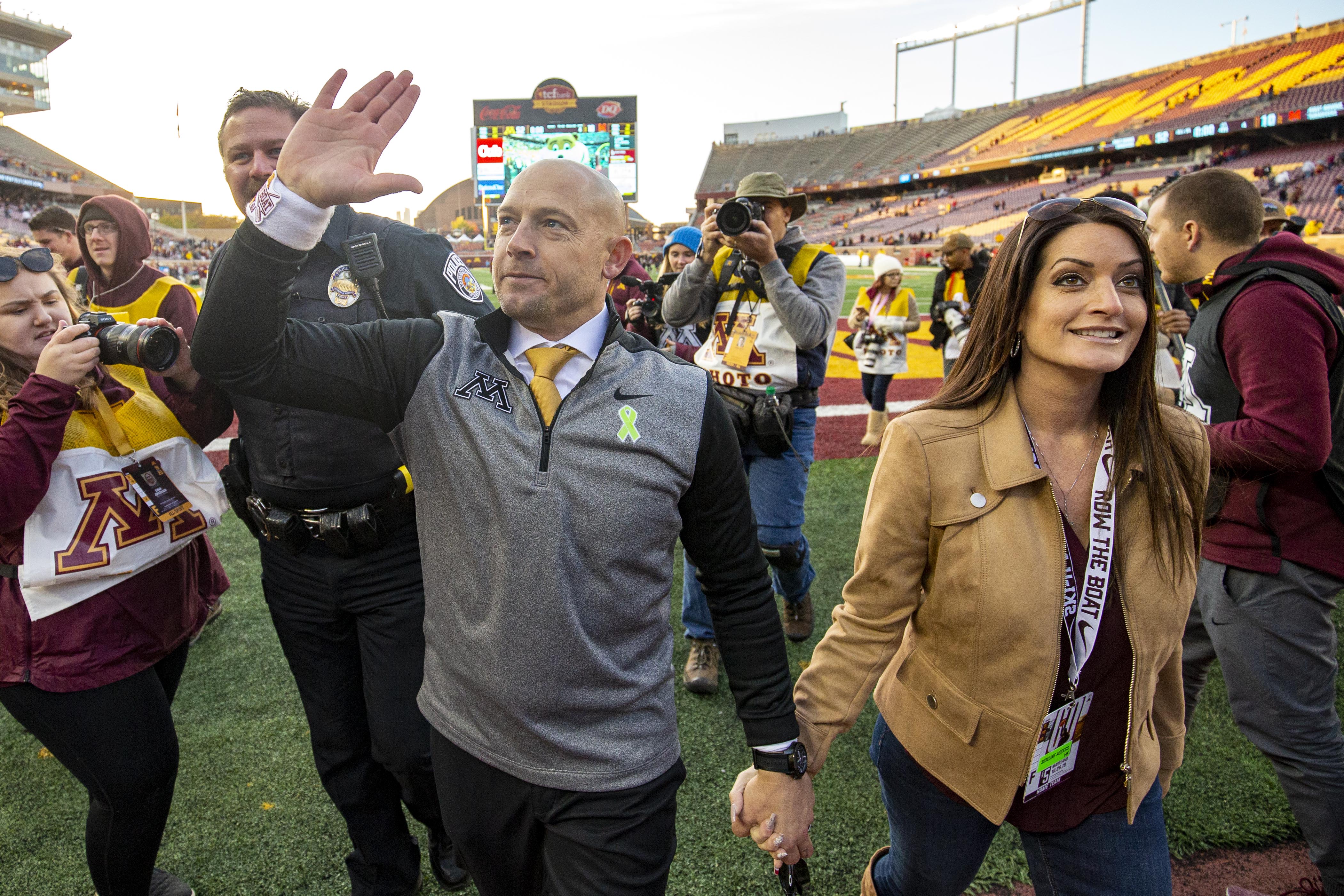 'We love it here. Simple as that' P.J. Fleck addresses name being tied