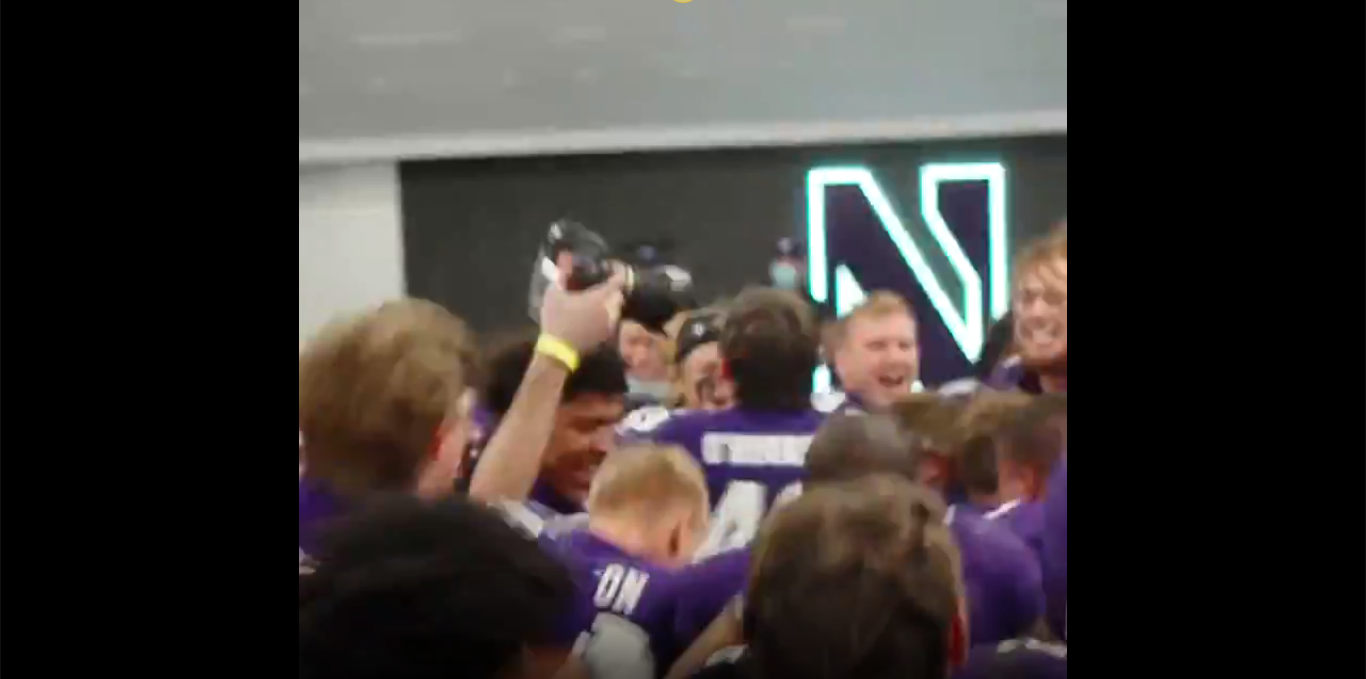 Let's dance! Northwestern's locker room celebration following 30 start