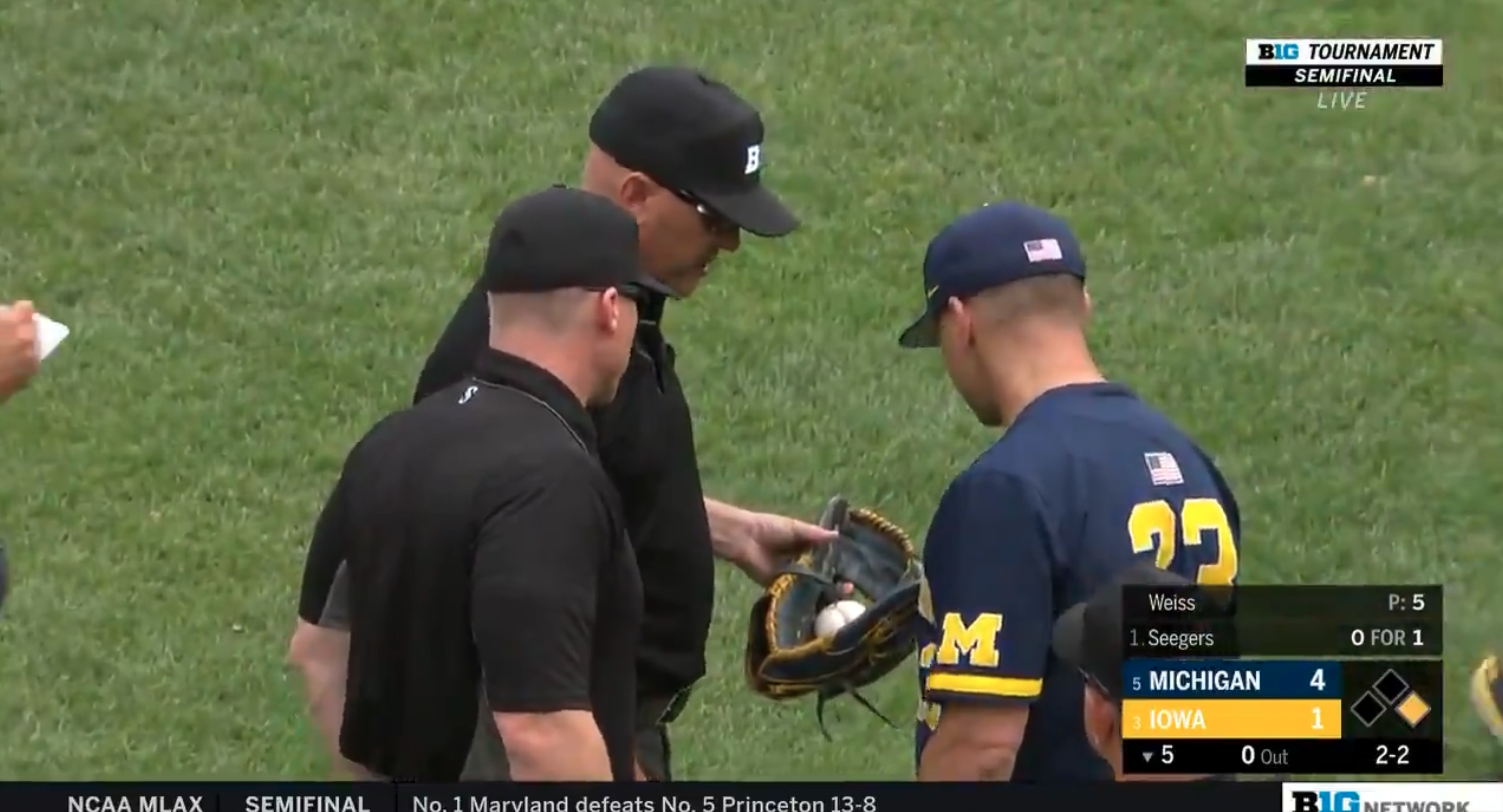Michigan pitcher ejected from B1G Tournament semifinal for foreign