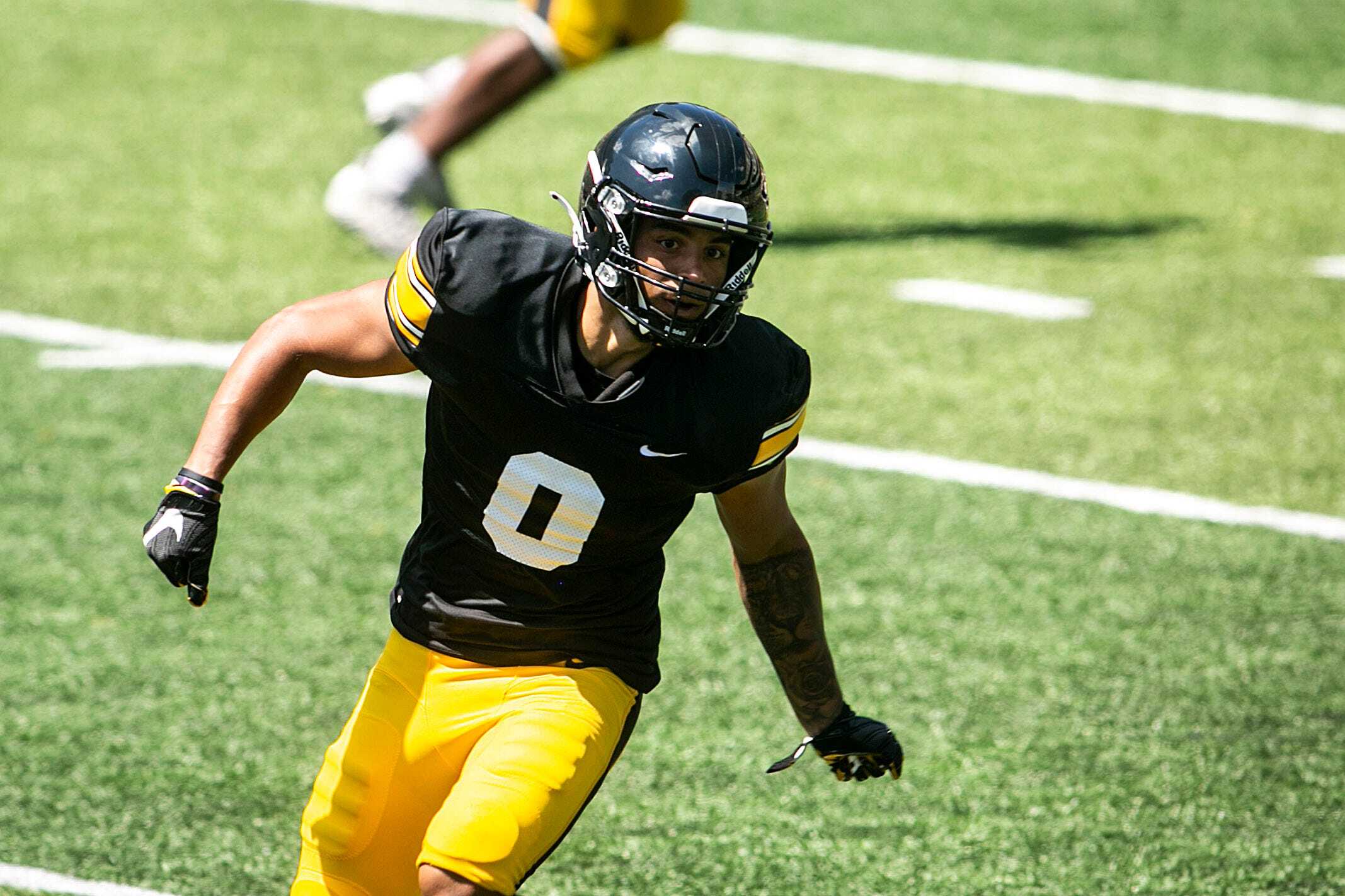 Diante Vines, Iowa WR, seen warming up pregame at Ohio State Diante Vines, Iowa WR, seen warming up pregame at Ohio State