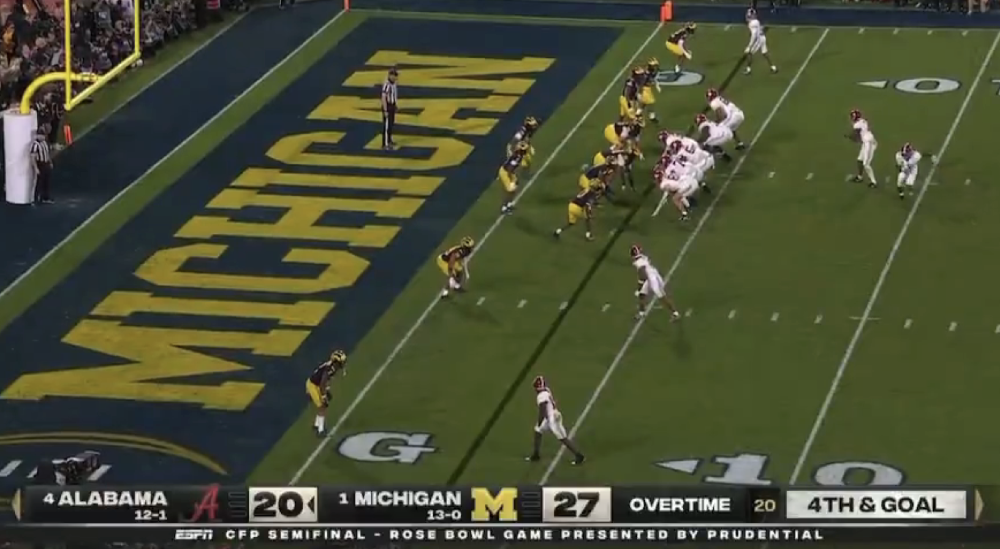 Michigan clinches CFP win over Alabama with clutch goal line stand in